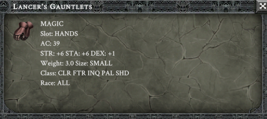 LANCER'S GAUNTLETS item card